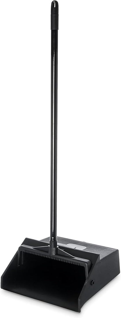 Carlisle FoodService Products Duo-Pan Upright Dust Pan and Broom Set, Essential Cleaning Tools for Home and Commercial Use, 36" Handle, 1 Count, Black