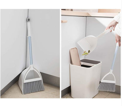 Mini Broom and Dustpan, Home Kitchen Sweeping for Kids(White+Gray)