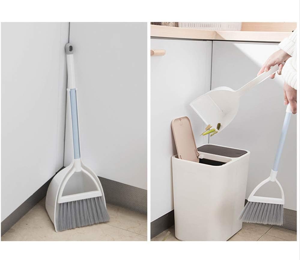 Mini Broom with Dustpan for Kids,Little Housekeeping Helper Set (Light Blue)