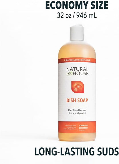 Enzyme Hand Dish Soap Refill Bulk - Natural House Scrubby - Probiotic Formula Cuts Grease, Gentle on Hands - Plant-Based, Septic Safe - Citrus Scent - 128 oz