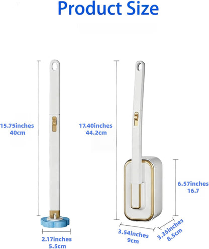 Disposable Toilet Brush and Base Set (Including 48 Replacement Heads and Base) - Wall-Mounted Design with Ergonomic Grip for Bathrooms, Toilets and RVs.