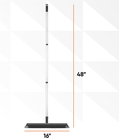 Superio 16"" Slim Silicone Salon Broom - Carpet Rake for Liquid, Human Hair, and Pet Hair, and Fur Space Saving and Easy to Wash, 12811274