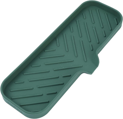MicoYang Silicone Bathroom Soap Dishes with Drain Spout-Bathroom and Kitchen Sink Organizer,Sponge Holder,Dish Soap Tray,Perfect for Dispenser,Scrubber,Bottle,Cup on Sink or Counter-Black 4.9"×3.2"