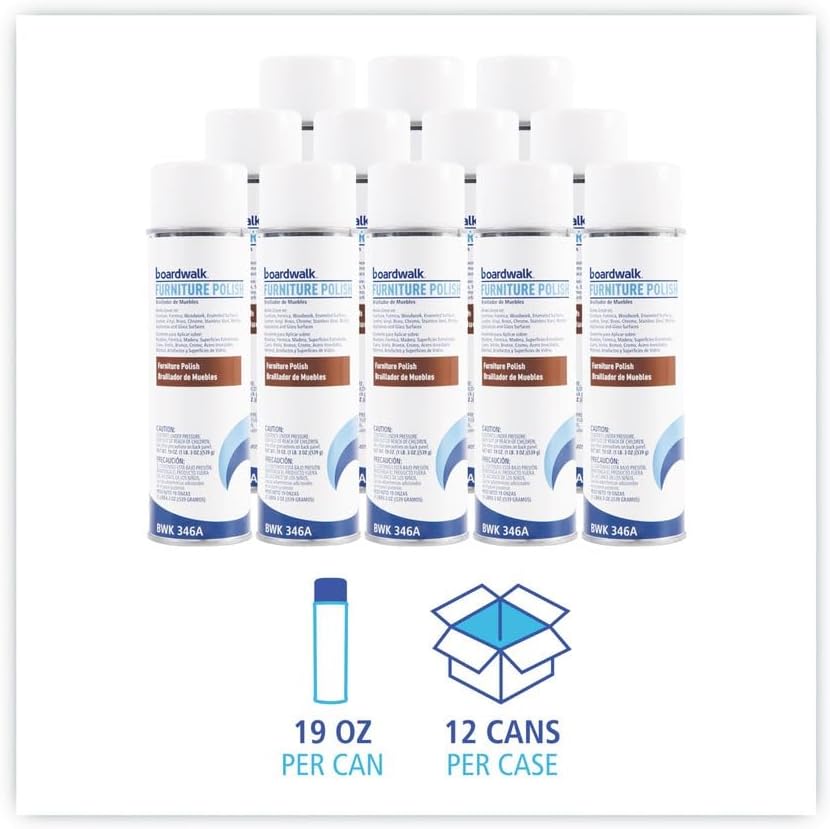Boardwalk 346ACT Furniture Polish, Lemon, 19oz Aerosol, 12/carton