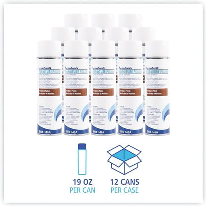 Boardwalk 346ACT Furniture Polish, Lemon, 19oz Aerosol, 12/carton