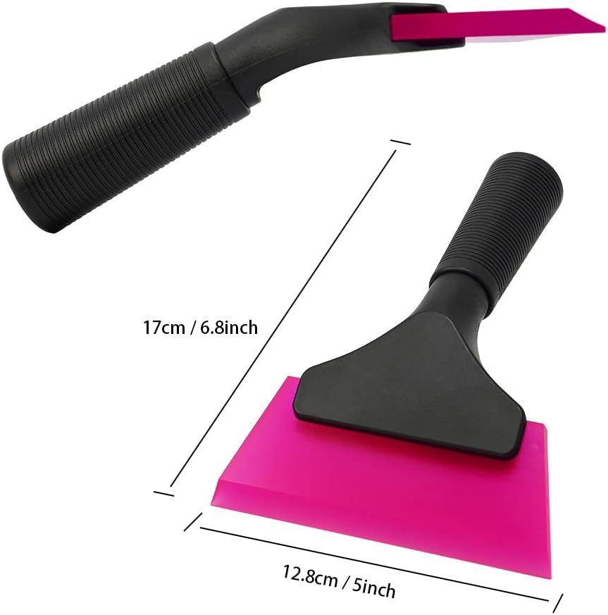 FOSHIO Small Squeegee with 5 Inch Dark Blue Rubber Blade Mini Wiper Window Tinting Tools for Mirror Glass Window Cleaner with Non-Slip Handle, 2 Pack