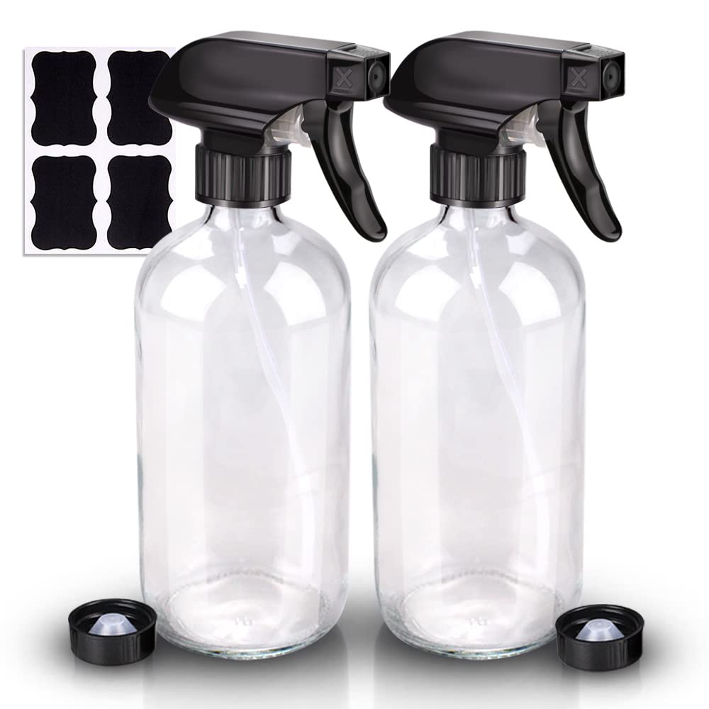 Wedama Amber Glass Spray Bottles, 16 oz Glass Spray Bottles for Cleaning Solutions and Essential Oils, Refillable Empty Spray Bottle with Adjustable Nozzles for Alcohol, Plant and Hair Care (1 Pack)