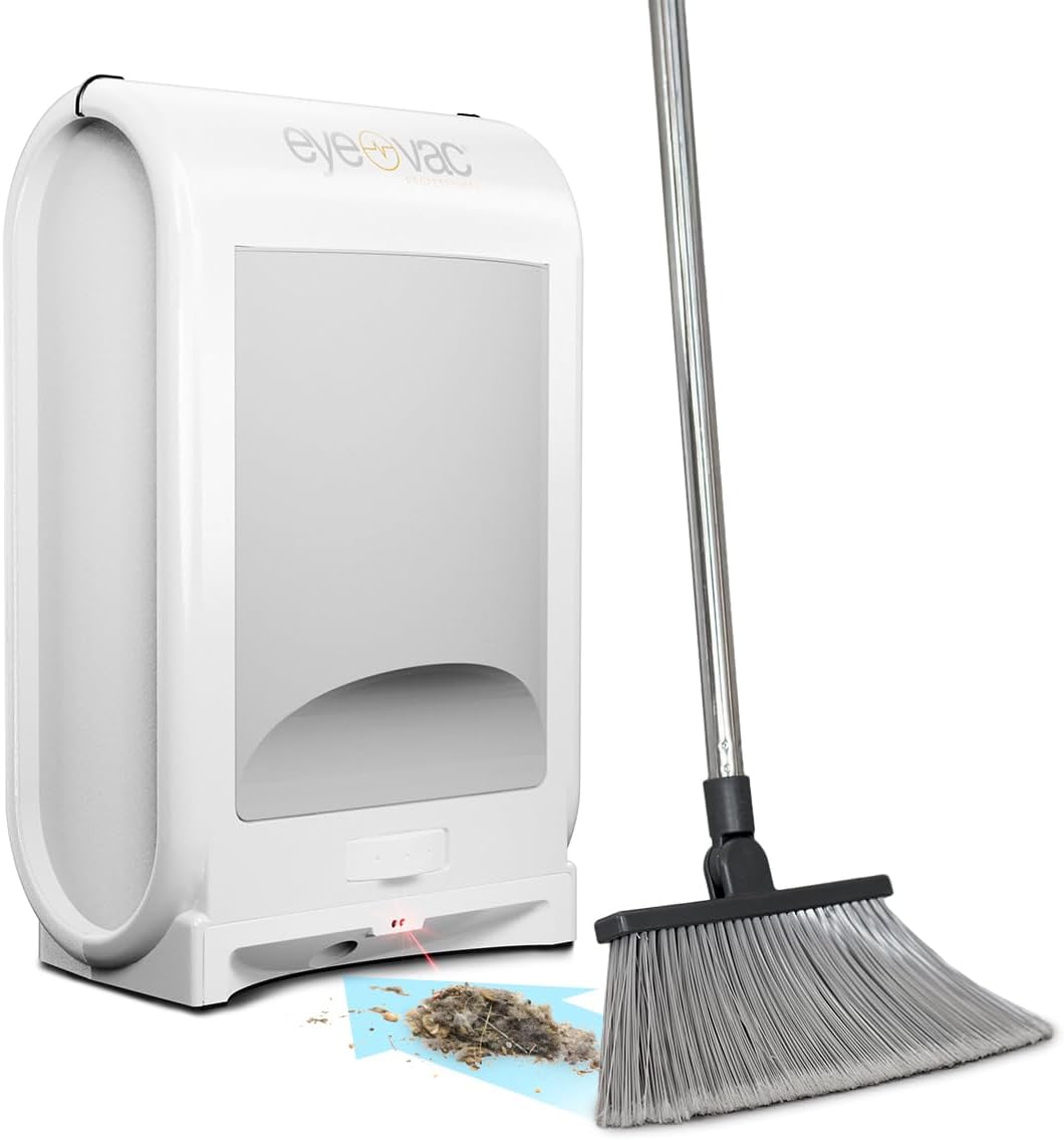 EyeVac Pro Touchless Vacuum Automatic Dustpan - Ultra Fast & Powerful - Great for Sweeping Salon Pet Hair Food Dirt Kitchen, Corded Canister Vacuum, Bagless, Automatic Sensors, 1400 Watt (Black)