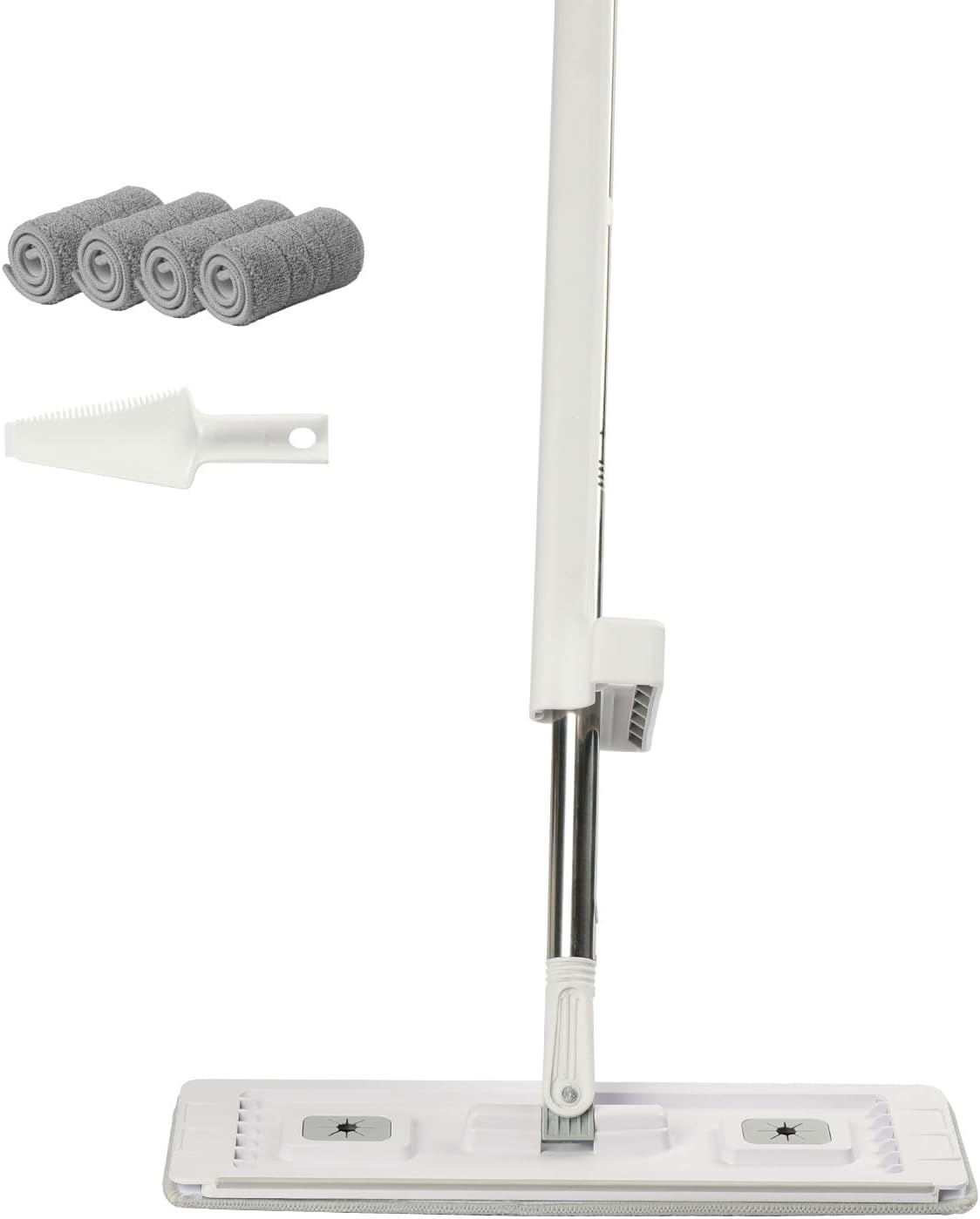 VEVOR Mop and Bucket with Wringer Set, Wet & Dry Use, Flat Mop and Bucket System with 3 Washable Microfiber Pads, Flat Mop with Stainless Steel Handle, Mop Bucket Set for Hardwood Tile Vinyl