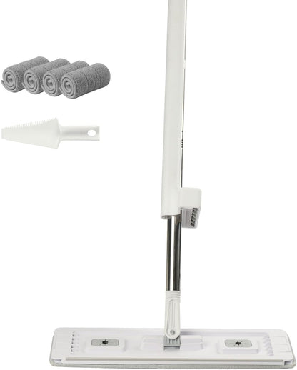 VEVOR Mop and Bucket with Wringer Set, Wet & Dry Use, Flat Mop and Bucket System with 3 Washable Microfiber Pads, Flat Mop with Stainless Steel Handle, Mop Bucket Set for Hardwood Tile Vinyl