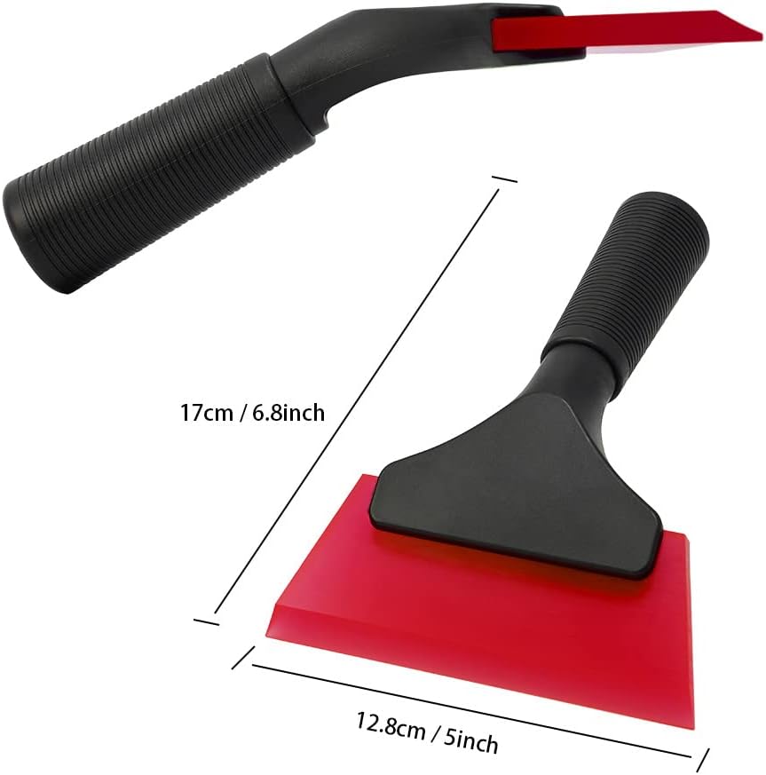 FOSHIO Small Squeegee with 5 Inch Dark Blue Rubber Blade Mini Wiper Window Tinting Tools for Mirror Glass Window Cleaner with Non-Slip Handle, 2 Pack