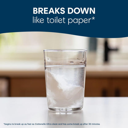 Cottonelle Fragrance Free Flushable Wet Wipes, Adult Wet Wipes, 2 Flip-Top Packs, 42 Wipes Per Pack