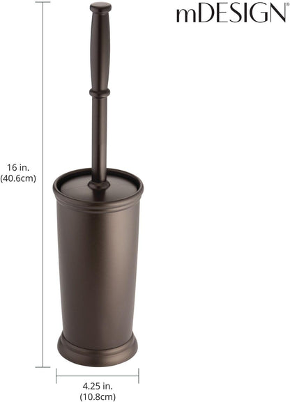 mDesign Metal Freestanding Slim Toilet Bowl Brush and Holder