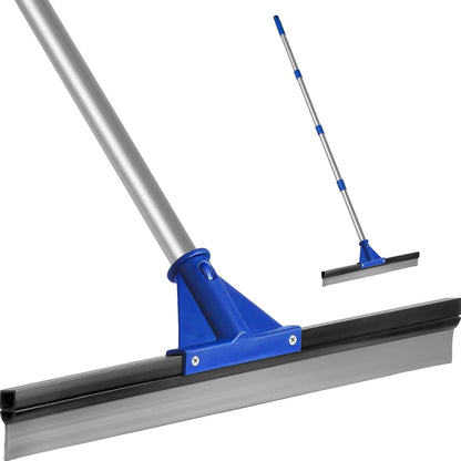 Floor Squeegee for Concrete Floor, 18'' Rubber Wiper Squeegee Broom with 60" Long Handle, Commercial Scrubber Mop for Bathroom Kitchen Pool Glass