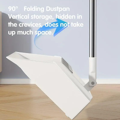 2-in-1 Broom with Dustpan Combo Set,Long Handle Broom Dustpan Combo with Dustpan Teeth to Automatically Clean Hair for Home, Indoor or Outdoor Cleaning Hall Floor (Gray)