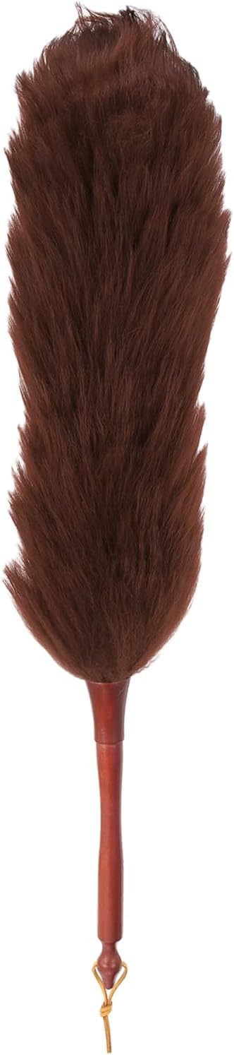 uxcell Wool Duster, 14.2" Natural Feather Cleaner Household Cleaning Duster with Solid Wooden Handle for Cleaning Fans Window Blinds Shelves Furniture, Pink