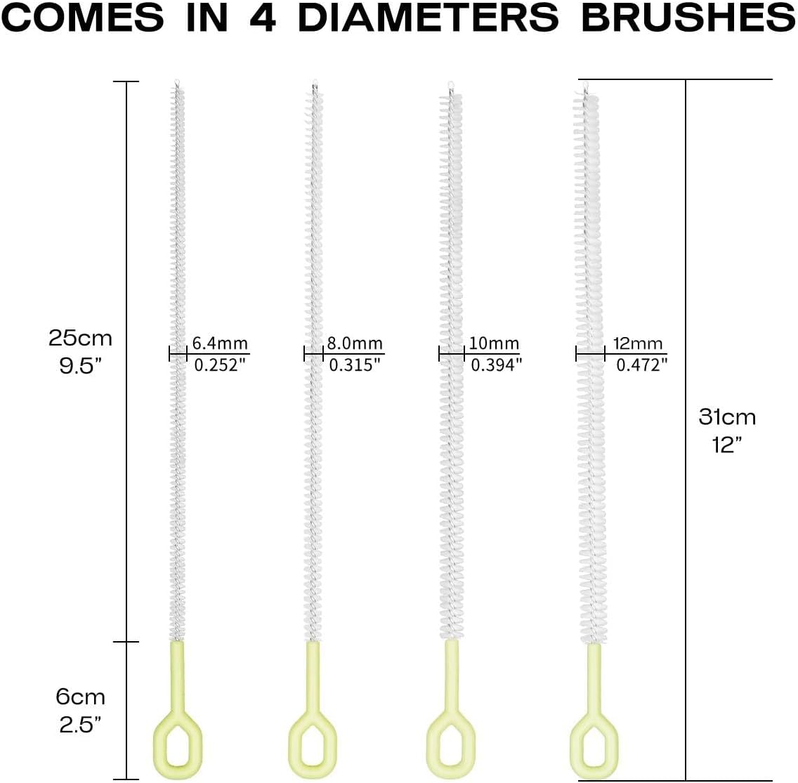 Straw Clean Brush Extra Long Straw Tube Brushes for Cleaning, Reusable Drinking Straw Cleaner Brush Set, Glass Pipe Cleaning Brush (12 inch)