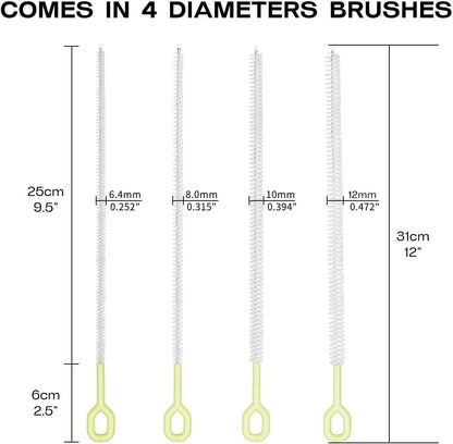 Straw Clean Brush Extra Long Straw Tube Brushes for Cleaning, Reusable Drinking Straw Cleaner Brush Set, Glass Pipe Cleaning Brush (12 inch)
