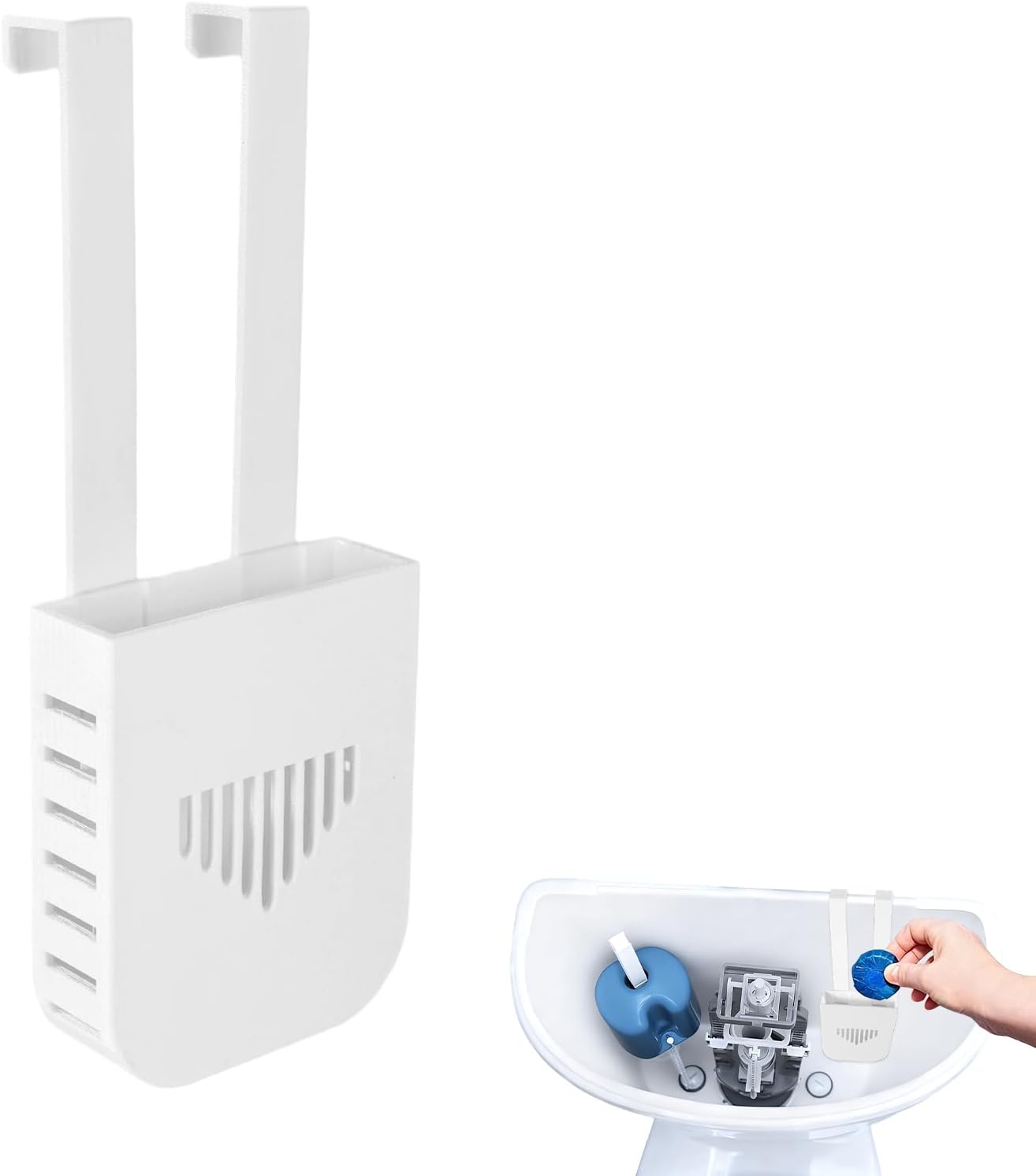 2 Sets Toilet Tank Pucks Holder, Hanging Toilet Bowl Carrier Hook Pucks Holder Hanger Bracket Caddy Avoids Crumbling from Water Tank