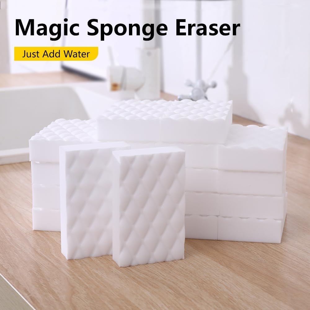 Magic Sponges Eraser,10 Pack Melamine Sponge in Bulk,2X Density,Long Lasting,Cleaning Sponge for Kitchen, Bathroom,Bathtub, Sink,Furniture, Wall Cleaner (White,3.93x2.36x0.79in)