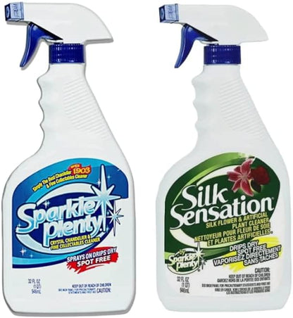 Sparkle Plenty Chandelier Cleaner Drip Dry Spray No Wipe - Dust Remover & Streak Free Glass Cleaner Spray for Chandeliers Crystals & Window Screen Surface - All Purpose Cleaning Supplies (32 oz)