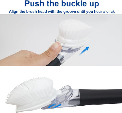 CELOX Dish Brush with Soap Dispenser for Cleaning Pots, Dishes, Bowls, Gray