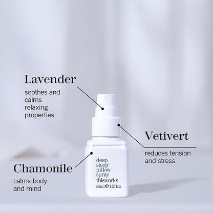 THISWORKS Deep Sleep Pillow Spray – Fast-Acting Natural Formula with Lavender for Relaxation and Restful Sleep – 35 ml (1.2 fl oz) Mini Travel Size