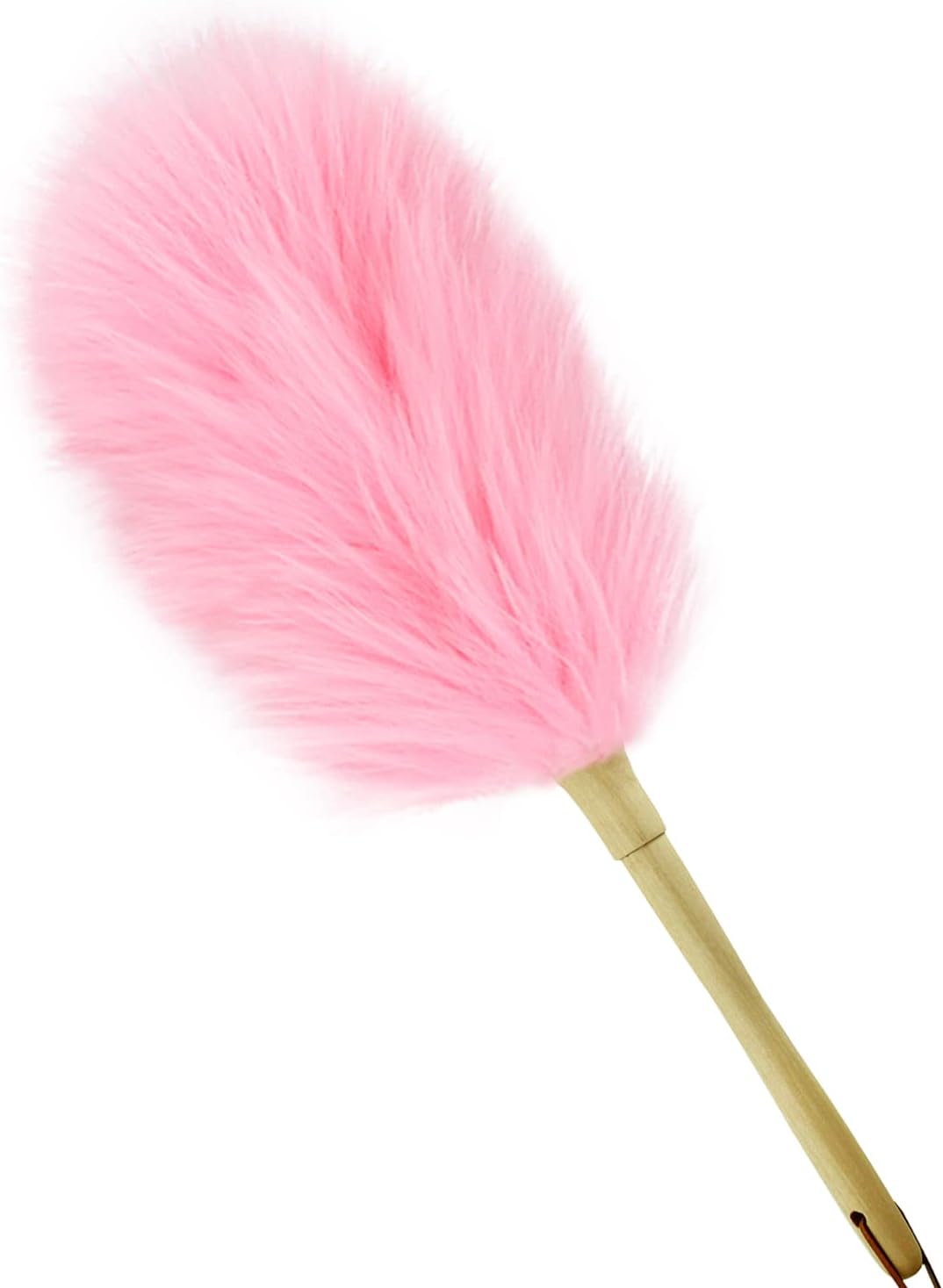 Extendable Lambswool Duster Stainless Steel Handle 133" Removable Feather Duster for Cleaning Ceiling Fans Interior Roof Furniture, Brown