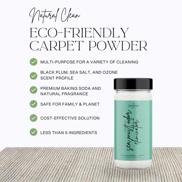 Home 'Noir Luxe' Sea Salt & Ozone Carpet Powder for Vacuuming,Upholstery Freshener with Room Spray Bundle, Air/Fabric/Linen Odor Eliminator, Pet Safe, Spring Cleaning