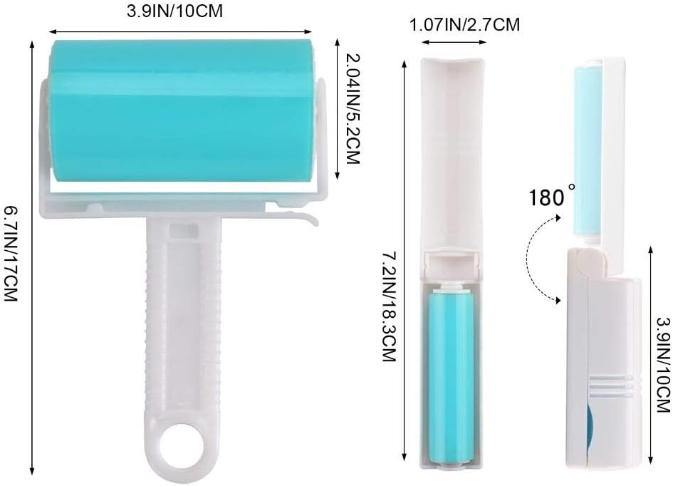 Sticky Lint Roller 3 Pack, Reusable Washable Lint Roller Pet Hair Remover Include Large and Small Size Cleaner for Clothes, Pet Hairs, Carseats