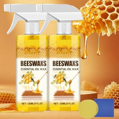Beeswax Wood Polish Spray, Beeswax Essential Oil Wax, Bees Wax Furniture Polishs And Cleaner, For Wooden Furniture And Floor, 120ml/4 Fl Oz (2PC)