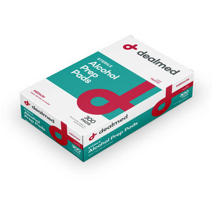 Dealmed 200 Sterile Alcohol Prep Pads Isopropyl Wipes Individually Wrapped Medium Square, 2-Ply for Cuts Scrapes and General Cleansing