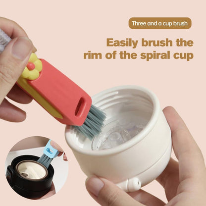 3PCS 3 in 1 Cup Lid Cleaning Brush and 2PCS Silicone Straw Cleaner Brush for Bottle, Multifunctional Crevice Portable Cup Lid Cleaning Brushes, Flexible Straws Cleaning Brush Set for Water Bottles