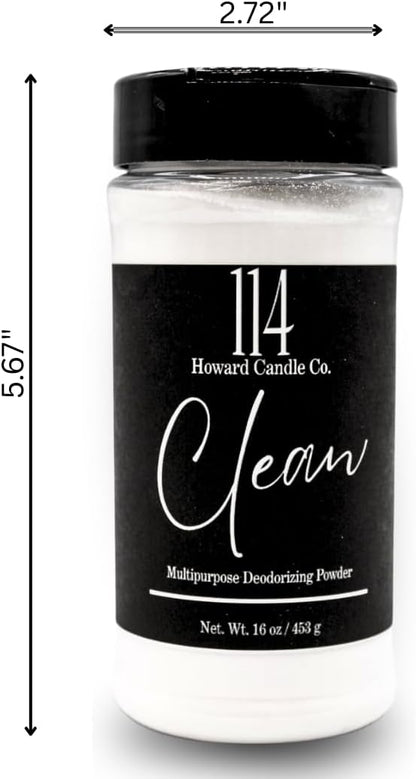 Carpet Deodorizer & Freshener Powder - Upholstery, Couch & Rug Odor Eliminator for Strong Odor & Pet Urine | Baking Soda Formula | Clean Cotton Scent | Safe for Kids & Pets | 1-1-4 Howard Candle Co.