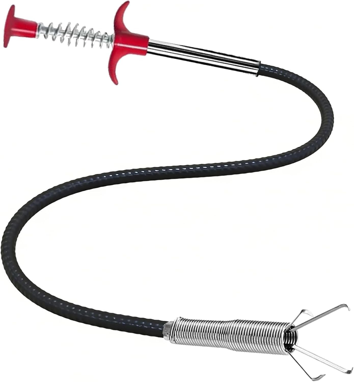 76 Inch Drain Snake Clog Remover, Flexible 4-Claw Grabber Tool,Toilet Sink Shower Bathtub Drain Cleaner for Hair Removal