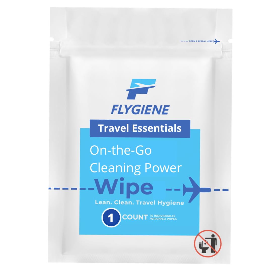 40 Count Sanitizing Wipes, 70% Alcohol, Individually Wrapped, Wet Wipes, Travel Size, Airplane Essentials