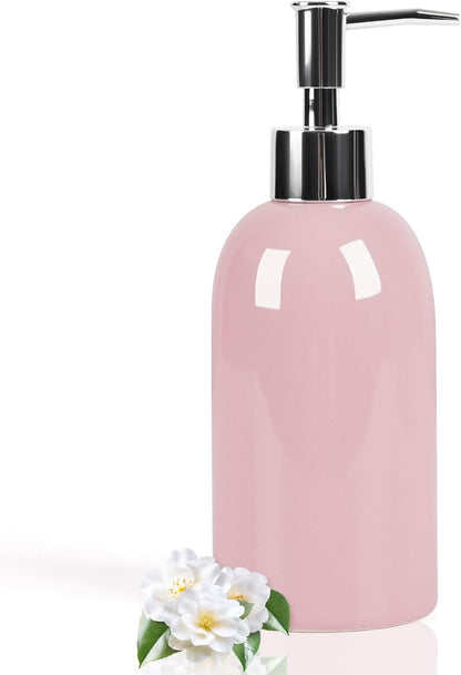 Natheeph Dish Soap Dispenser, Hand Soap Dispenser Ceramic Bottle, Refillable Liquid Great for Kitchen Dish Soap, Hand Soap, Essential Oil & Lotion (Bright White)