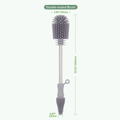 Haakaa Silicone Cleaning Brush - Baby Bottle Brush Cleaner for Breast Pump,Nipple,Breast Milk Storage Bag - Food Grade Silicone - 1 Count - Grey