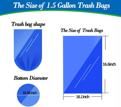 Hommaly 2 Gallon (1.8-2 Gal)120 pcs Small Clear Trash Bags, Strong 1.8 Gallon Garbage Bags, Bathroom Trash Can Bin Liners Unscented, Mini Plastic Bags for Office, Waste Basket Liner,Fit 6,7,8 Liters