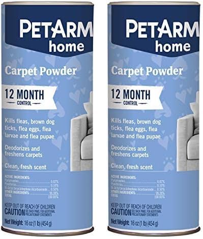 PETARMOR Home Carpet Powder for Fleas and Ticks, Protect Your Home From Fleas and Deodorizes Carpets, 16 Ounce