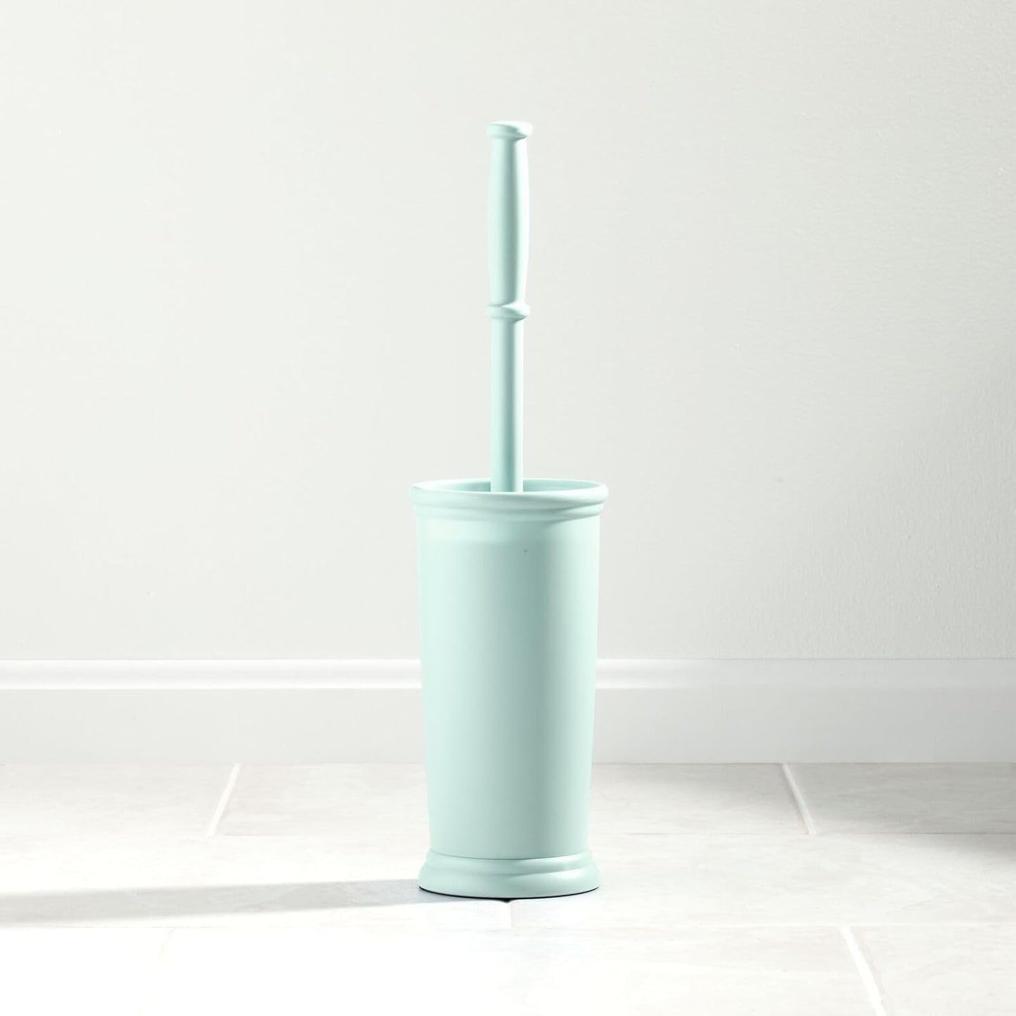 mDesign Metal Freestanding Slim Toilet Bowl Brush and Holder