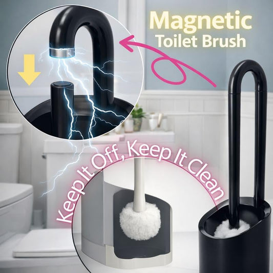 Toilet Bowl Brush and Holder Set Made in Japan - Magnetic Floating Storage, Scratch-Resistant Round Brush, Durable Bristles, Sanitary Bathroom Cleaner (1, Brush with Holder, Black)