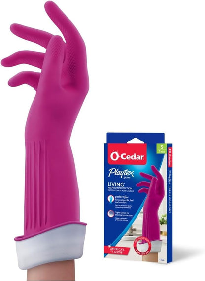 PLAYTEX Living Reuseable Rubber Cleaning Gloves (Small, 1 Pack), Premium Protection Reusable Household Gloves