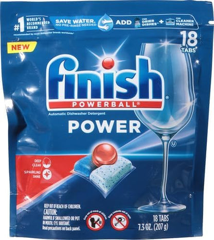 Finish Power - 18ct - Dishwasher Detergent - Powerball - Dishwashing Tablets - Dish Tabs