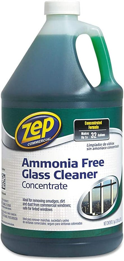 Zep Ammonia Free Glass Cleaner Concentrate - 1 Gallon (Case of 4) ZU1052128 - Professional Grade Formula Removes Dirt, Fingerprints, and Grime from Windows, Mirrors, Acrylic Surfaces, and Tinted Glass