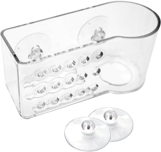 Sponge Holder for Kitchen Sink Suction,Plastic Sink Brush Sponge Caddy Sink Organizer-(5.7" x 2.4" x 3.1"),Clear