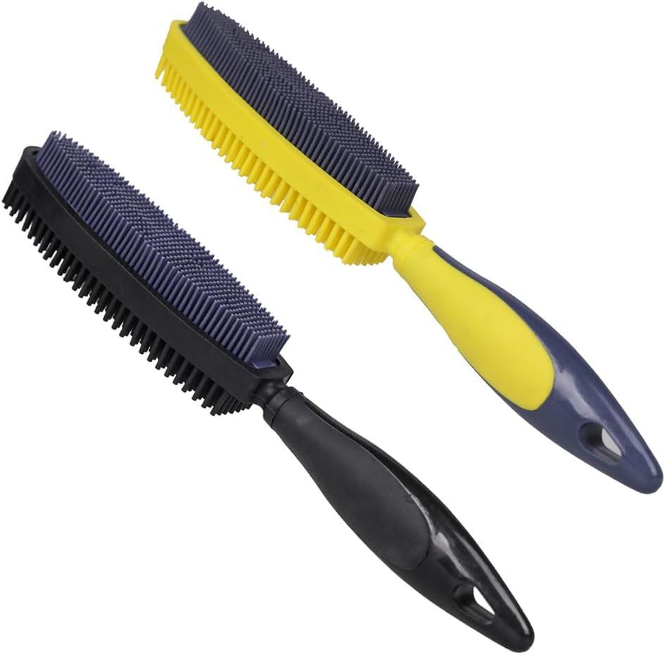 Rubber Pet Hair Removal Brush, Dogs Cats Hair Lint Remover Tool Massage Bath Comb Brush for Cleaning and Grooming (Black)