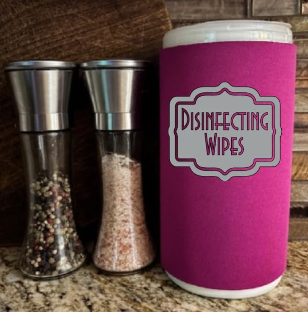 Disinfecting Wipes Cover with Silver Label Modern (Large, Black)