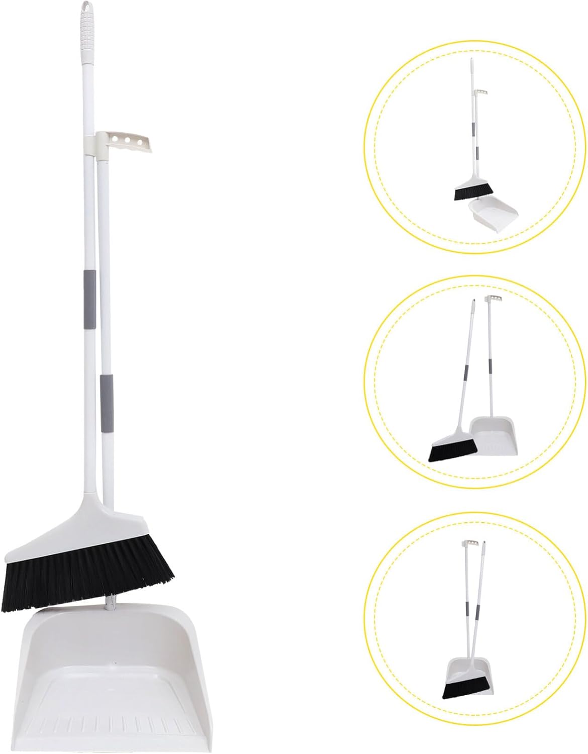 Lurrose Broom and Dustpan Set Heavy Duty Floor Cleaning Kit with Soft Bristles and Ergonomic Long Handle for Home Kitchen Tile and Hardwood Surfaces