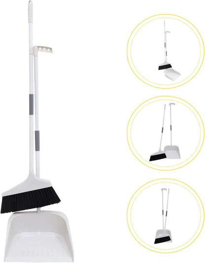 Lurrose Broom and Dustpan Set Heavy Duty Floor Cleaning Kit with Soft Bristles and Ergonomic Long Handle for Home Kitchen Tile and Hardwood Surfaces